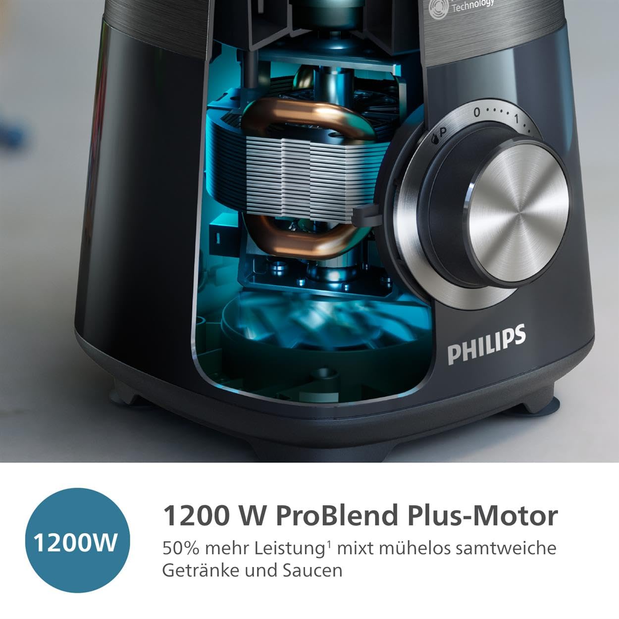 Philips 5000-Serie Standmixer inkl. Blend-and-go-Behälter - 1200 W. 2L maximales Fassungsvermögen. ProBlend Plus-Technologie. Spülmaschinengeeignete Teile. Schwarz (HR3031/00)