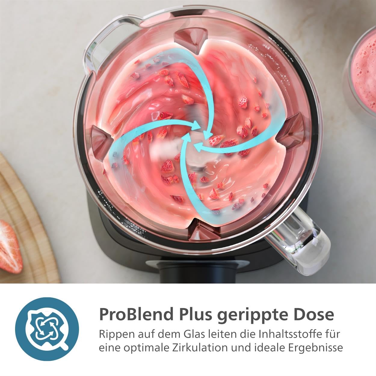 Philips 5000-Serie Standmixer inkl. Blend-and-go-Behälter - 1200 W. 2L maximales Fassungsvermögen. ProBlend Plus-Technologie. Spülmaschinengeeignete Teile. Schwarz (HR3031/00)