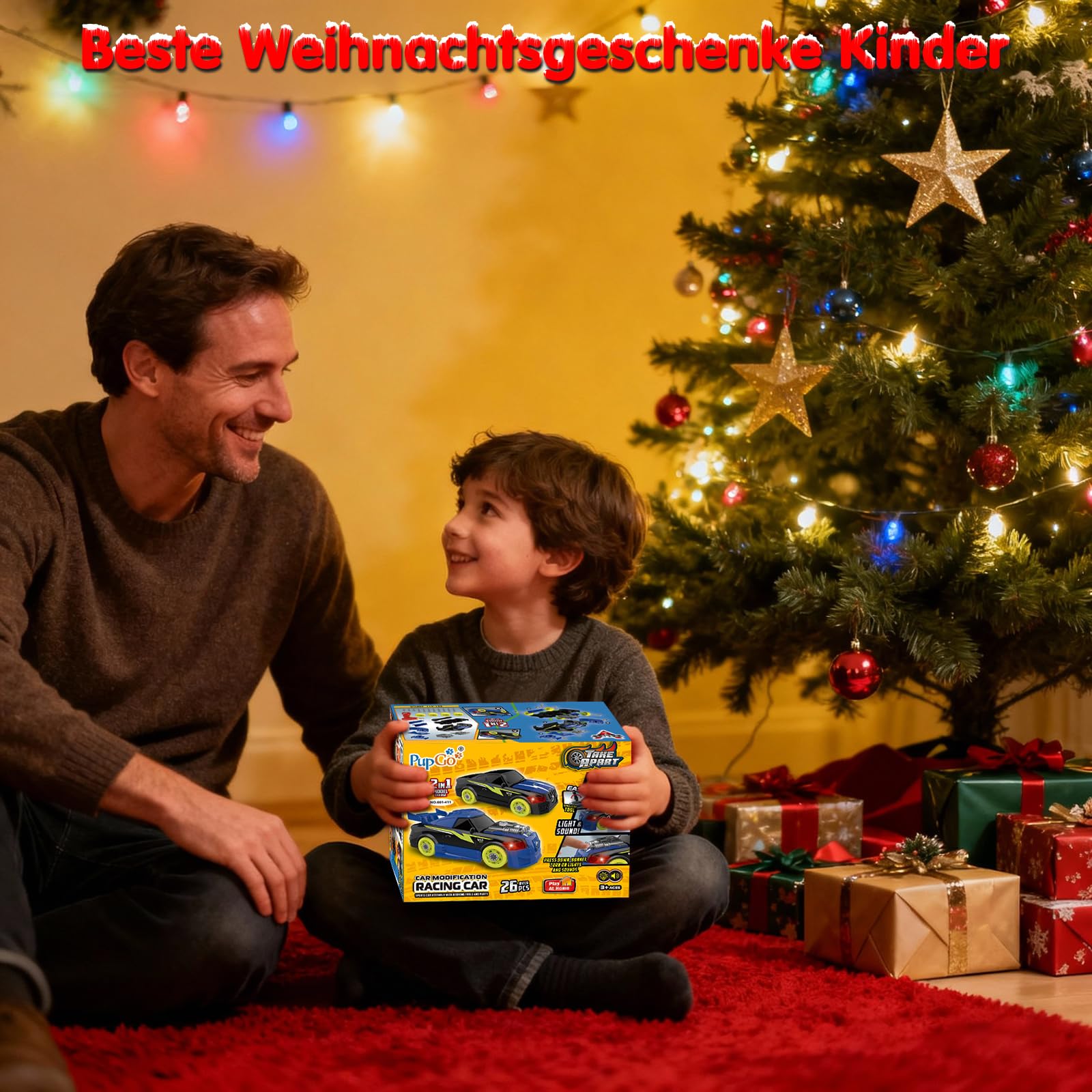Pup Go Bau Auto zum Auseinandernehmen, Spielzeug für Kinder ab 3 Jahren, 26-teilig mit elektrischer Bohrmaschine, Lernspielzeug, Geschenk für Jungen