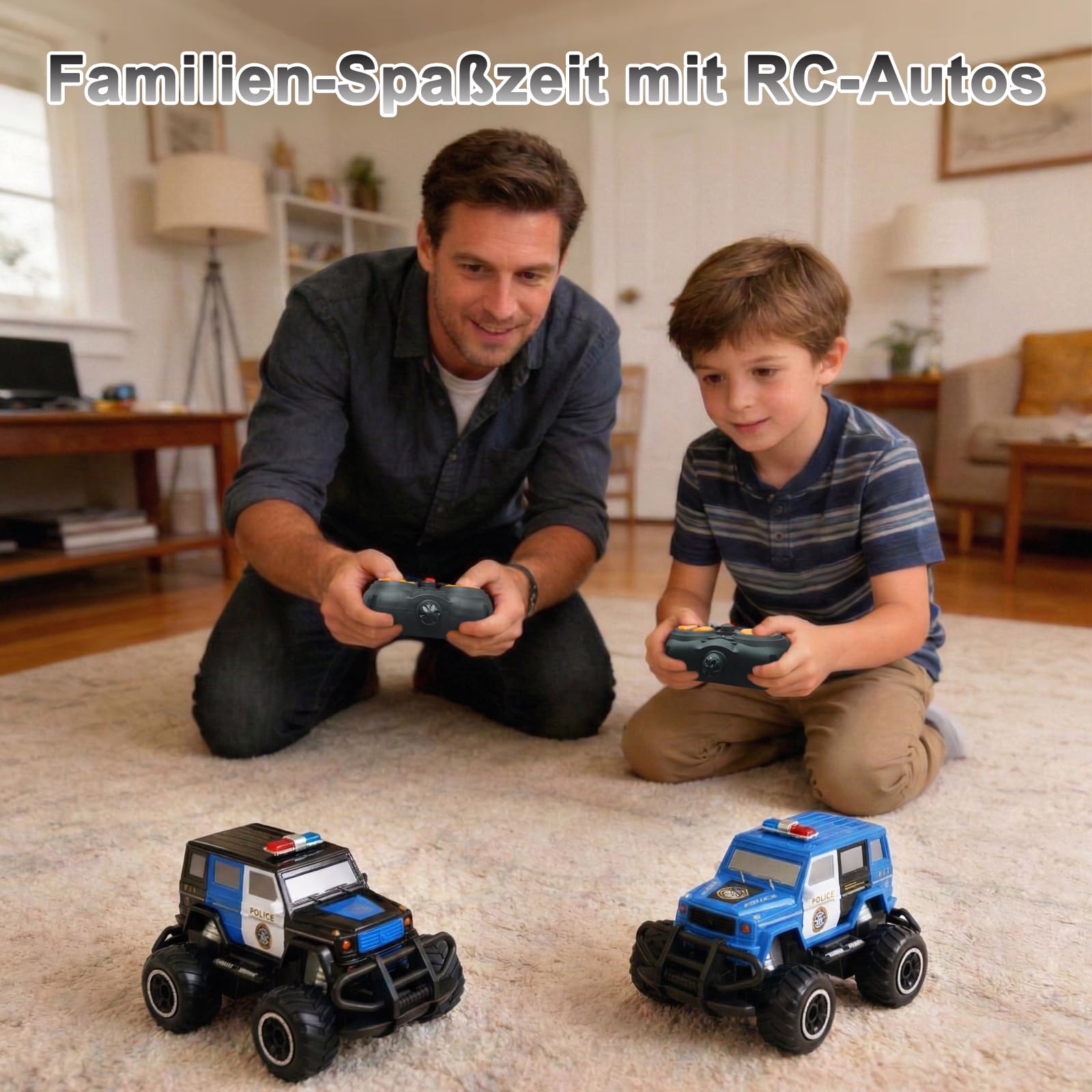 Pup Go Polizei RC Auto mit Licht, ferngesteuertes Spielzeug für Kinder 3–9 Jahre, robustes Offroad Polizeiauto, Geschenk für Jungen, Indoor & Outdoor