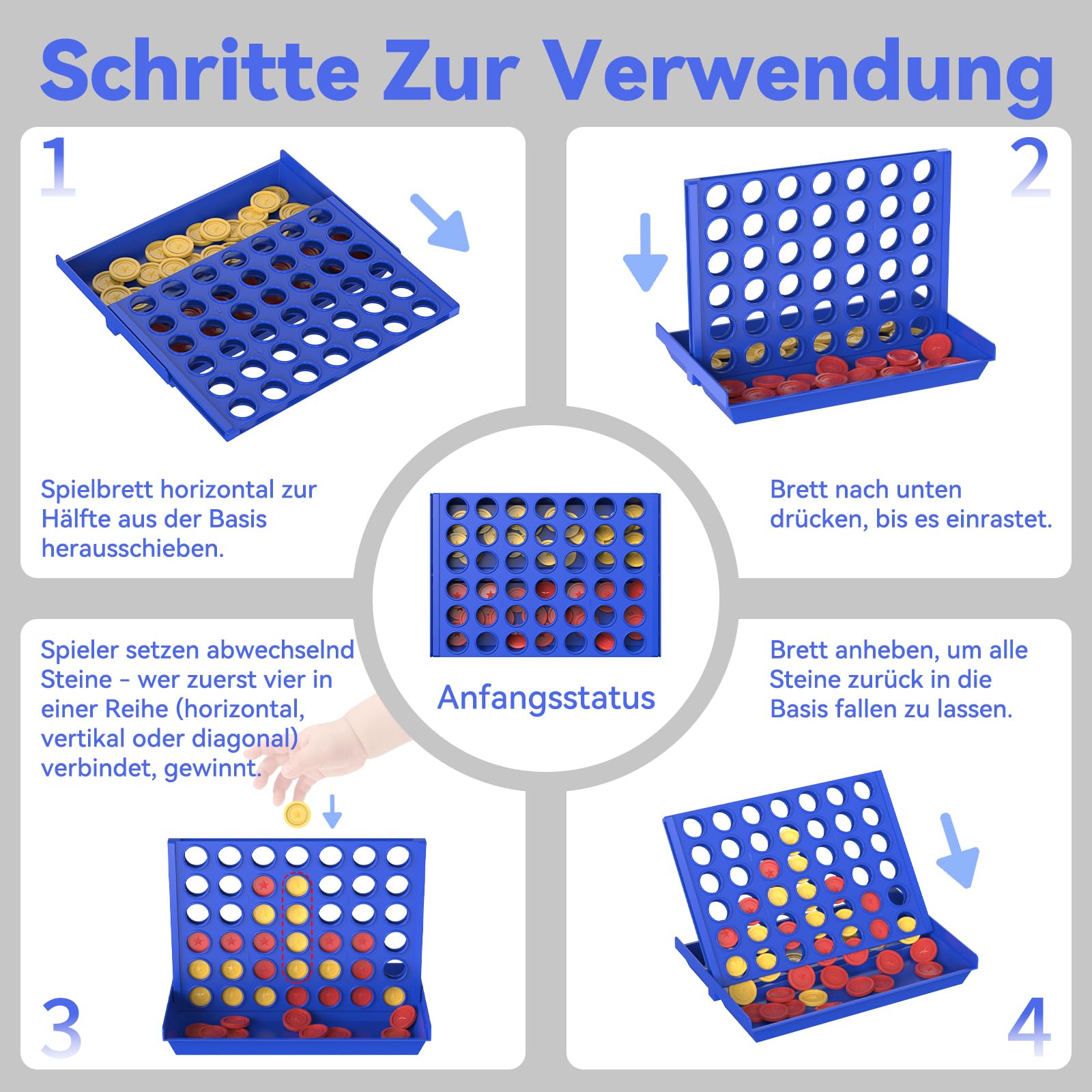Pup Go Brettspiel 4 in einer Reihe, Strategiespiel für Kinder ab 3 Jahren, klassisches Denkspiel für 2 Spieler, inkl. Ersatzchips, Spielzeug für Jungen