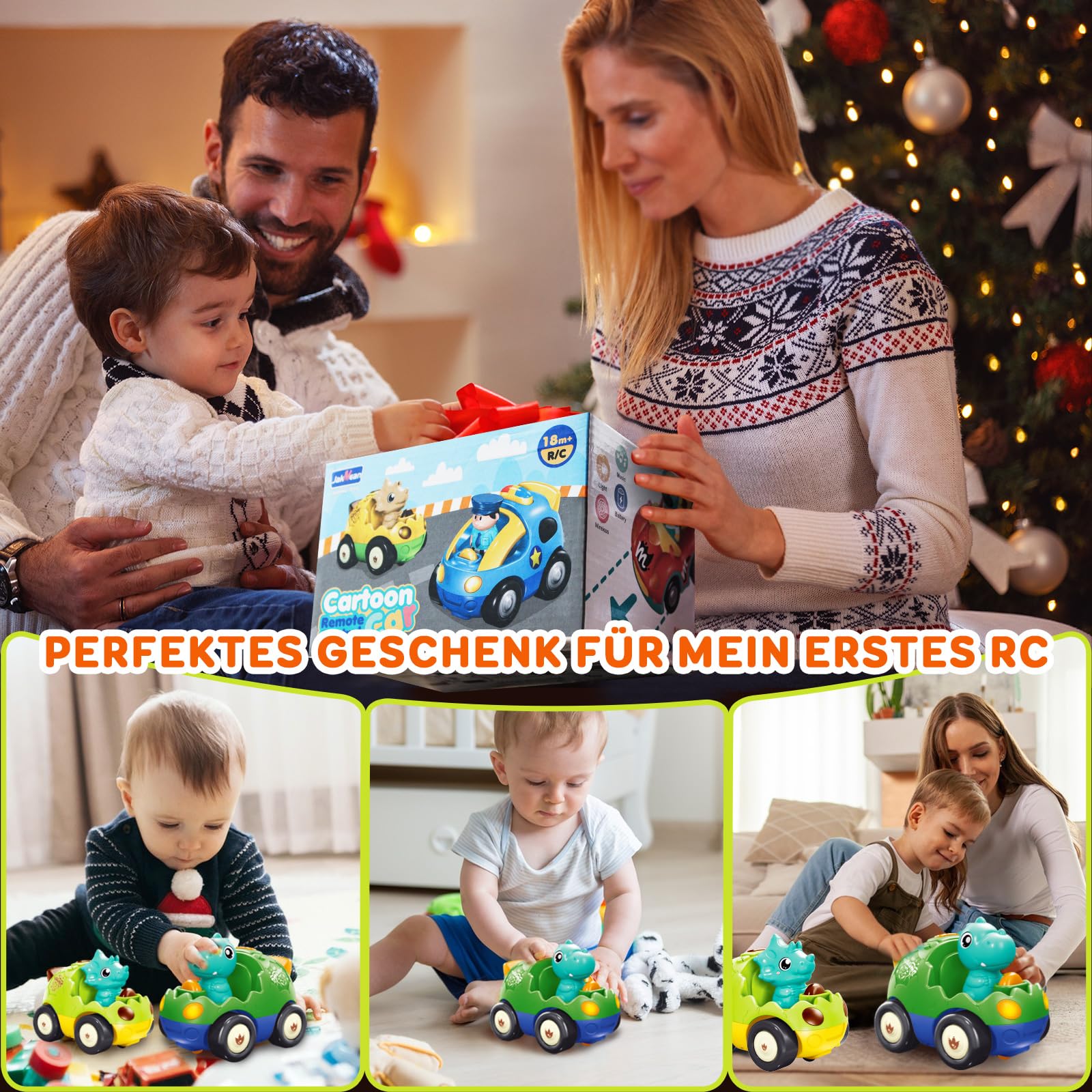 Pup Go Dinosaurier RC Auto für Kinder 1–3 Jahre, ferngesteuert mit Musik & Licht, inkl. 2 Figuren, erstes RC Spielzeug für Kleinkinder, Geschenkidee
