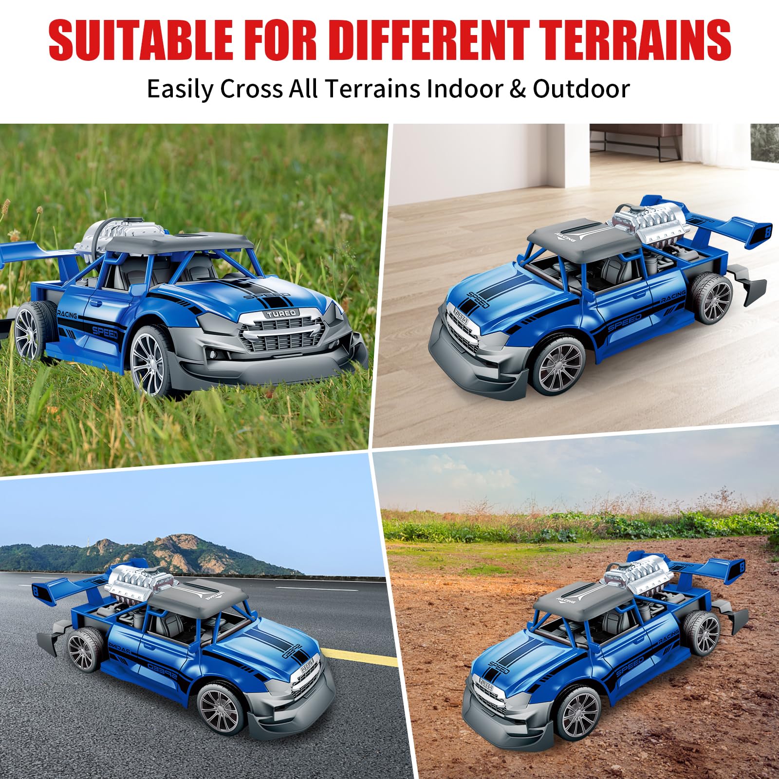 Pup Go RC Stunt Auto 1:20 mit Rauch & Licht, ferngesteuertes Auto für Kinder 3–12 Jahre, Drift RC Auto, robust, Geschenk für Jungen & Mädchen, Blau