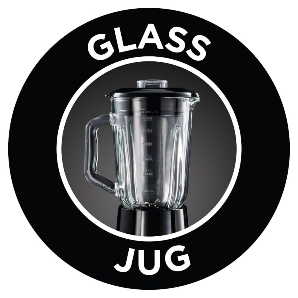 Russell Hobbs Standmixer 2-in-1 [1,5l Glasbehälter Mixer & 0,6l Mini Smoothie Maker -To-Go-Trinkflasche inkl. Deckel] Spülmaschinenfest, Impuls-/Ice-Crush Funktion, Becher BPA frei, Edelstahl 23821-56