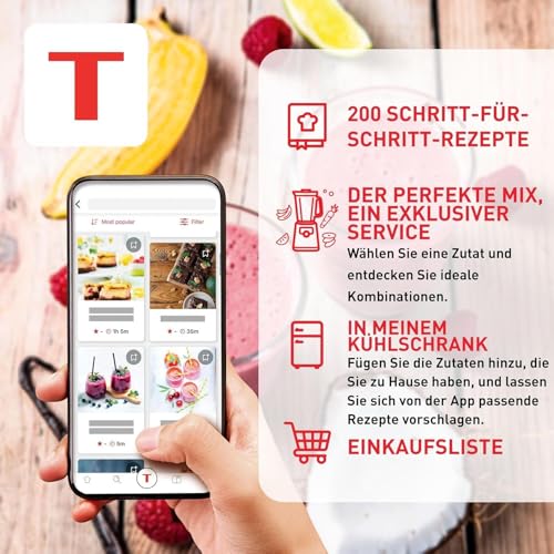 Tefal PerfectMix Essential Hochgeschwindigkeits-Standmixer, stufenlos einstellbare Geschwindigkeit, Pulsfunktion, abnehmbare Powelix-Klingen, hitzebeständiger 2 l Glasbehälter, 1200 W, Grau, BL771BF0