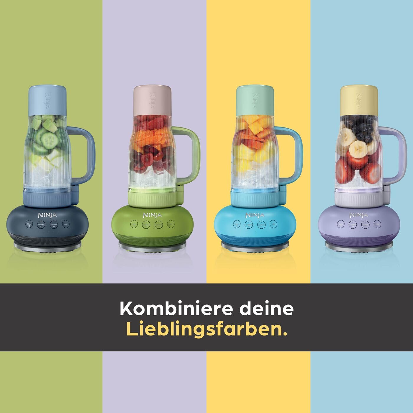 Ninja BlendBoss Mixer mit tragbarem Becher, Mixgerät mit abnehmbarem Reisebecher, 3 voreingestellte Auto-Modi, Stein DB351EUST