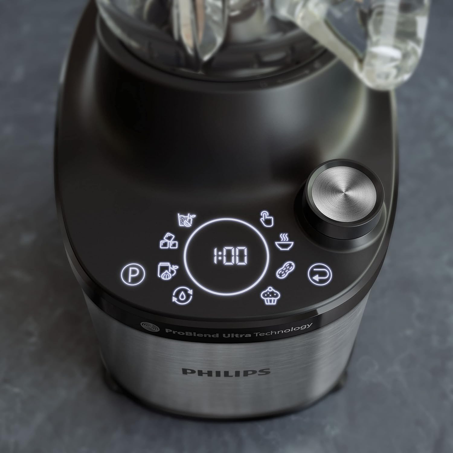 Philips 7000 Series Hochleistungsstandmixer – ProBlend Ultra Technologie, 1.500 W, 2-L-Glasbehälter, Schnellauswahlprogramme für Smoothies & Suppen, HomeID App, Spülmaschinenfeste Teile (HR3760/10)