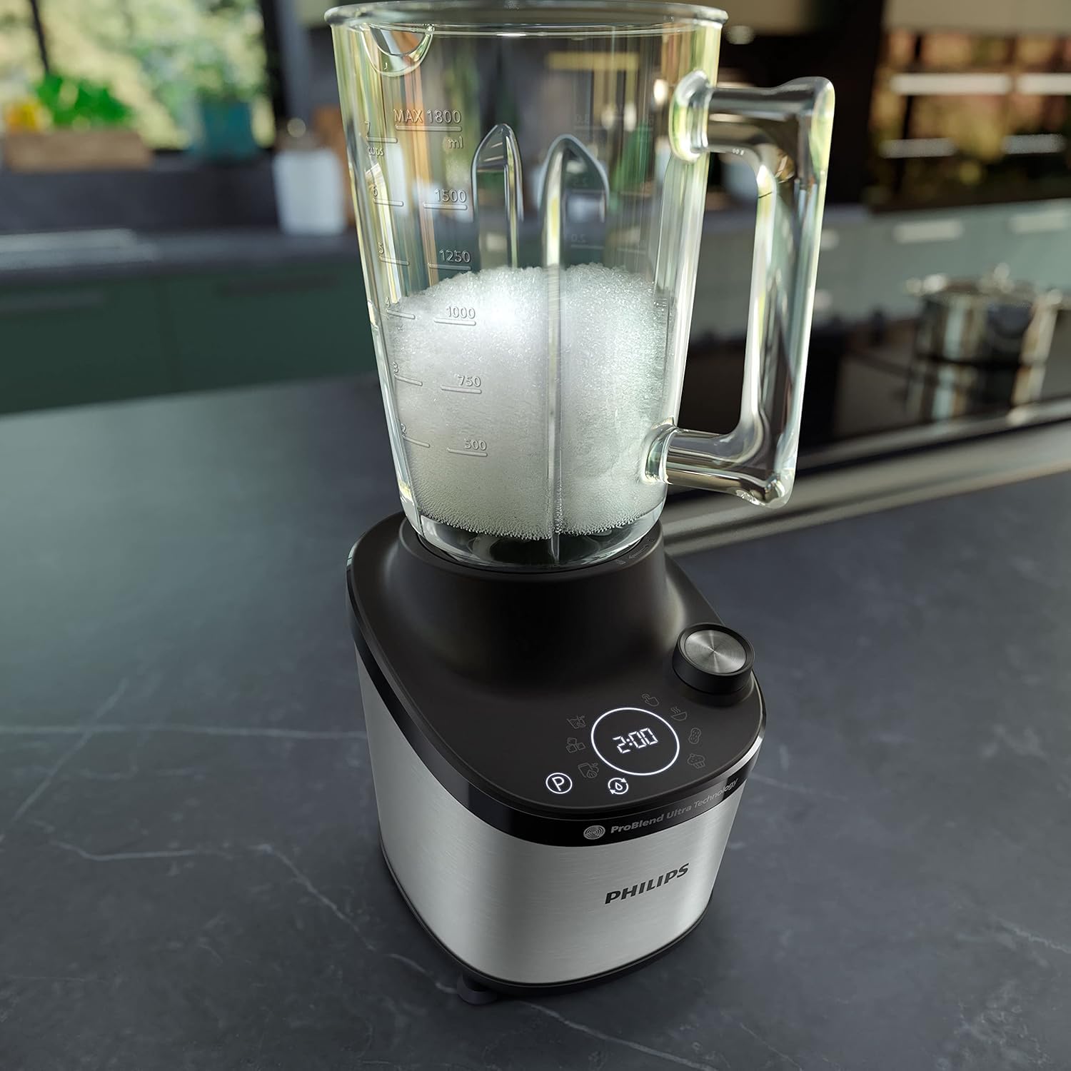 Philips 7000 Series Hochleistungsstandmixer – ProBlend Ultra Technologie, 1.500 W, 2-L-Glasbehälter, Schnellauswahlprogramme für Smoothies & Suppen, HomeID App, Spülmaschinenfeste Teile (HR3760/10)