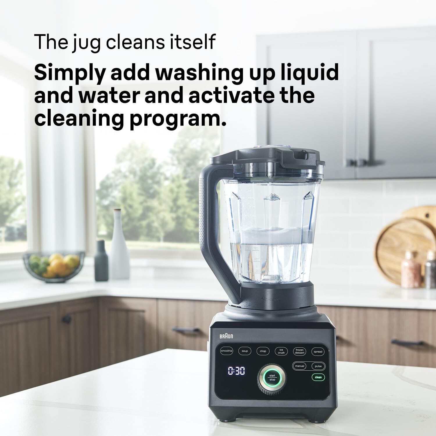 Braun PowerBlend 9 JB9040BK Hochleistungs-Standmixer mit 1600 Watt Motor, 2 l Tritan-Behälter, 18 Programme, 10 Geschwindigkeiten, Schwarz