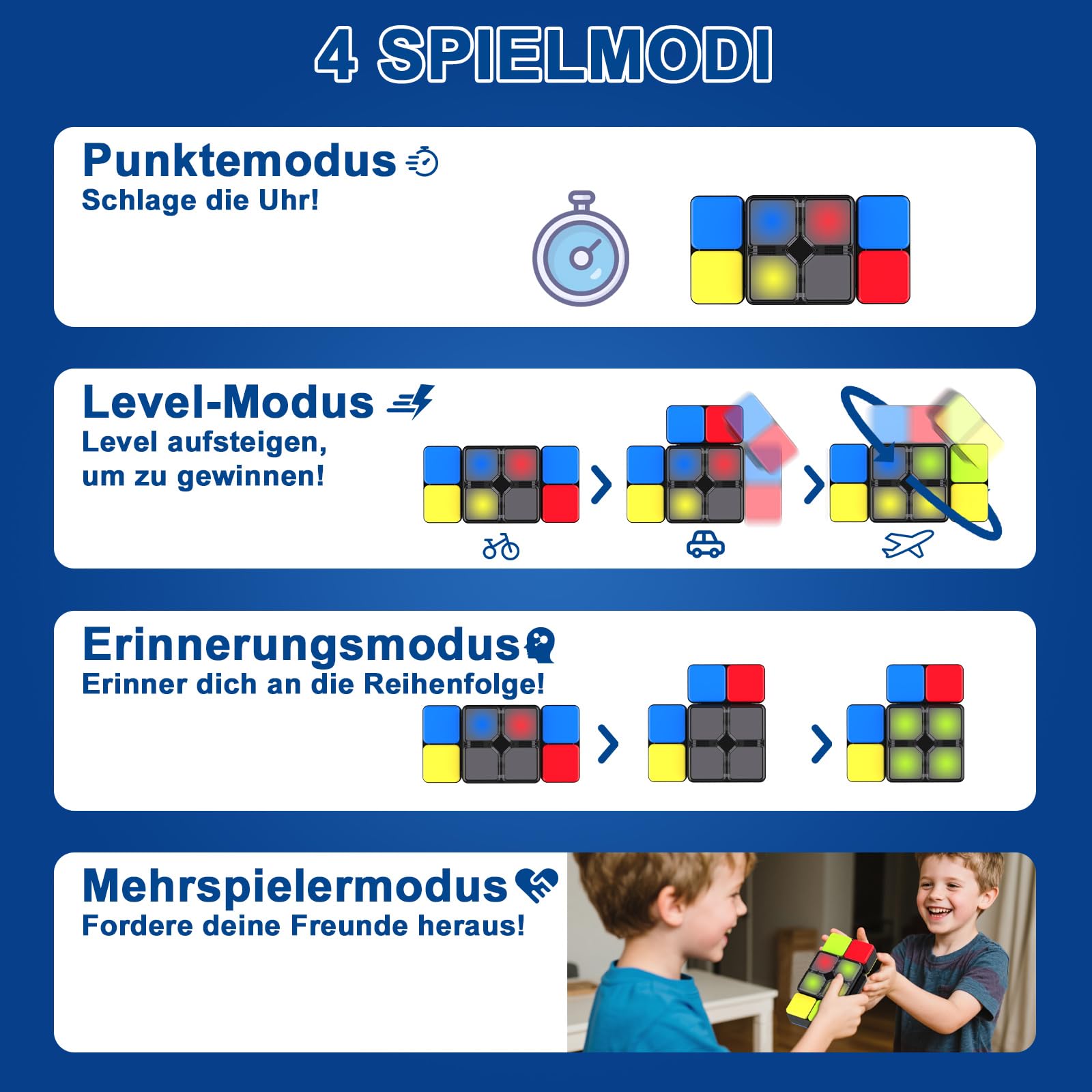 Pup Go Magic Cube elektronisch, Reaktionsspiel für Kinder 6–12 Jahre, Lernspielzeug mit Handheld Design, Denkspiel Geschenk für Jungen & Mädchen