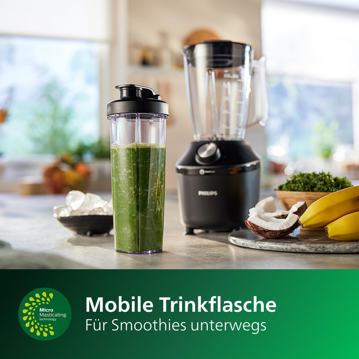 Philips Standmixer und Smoothie Maker – 600W, 2-Liter-Becher, HomeID-App, 2 Geschwindigkeitsstufen + Impulsfunktion, ProBlend, Ice-Crush-Funktion (HR2291/41)