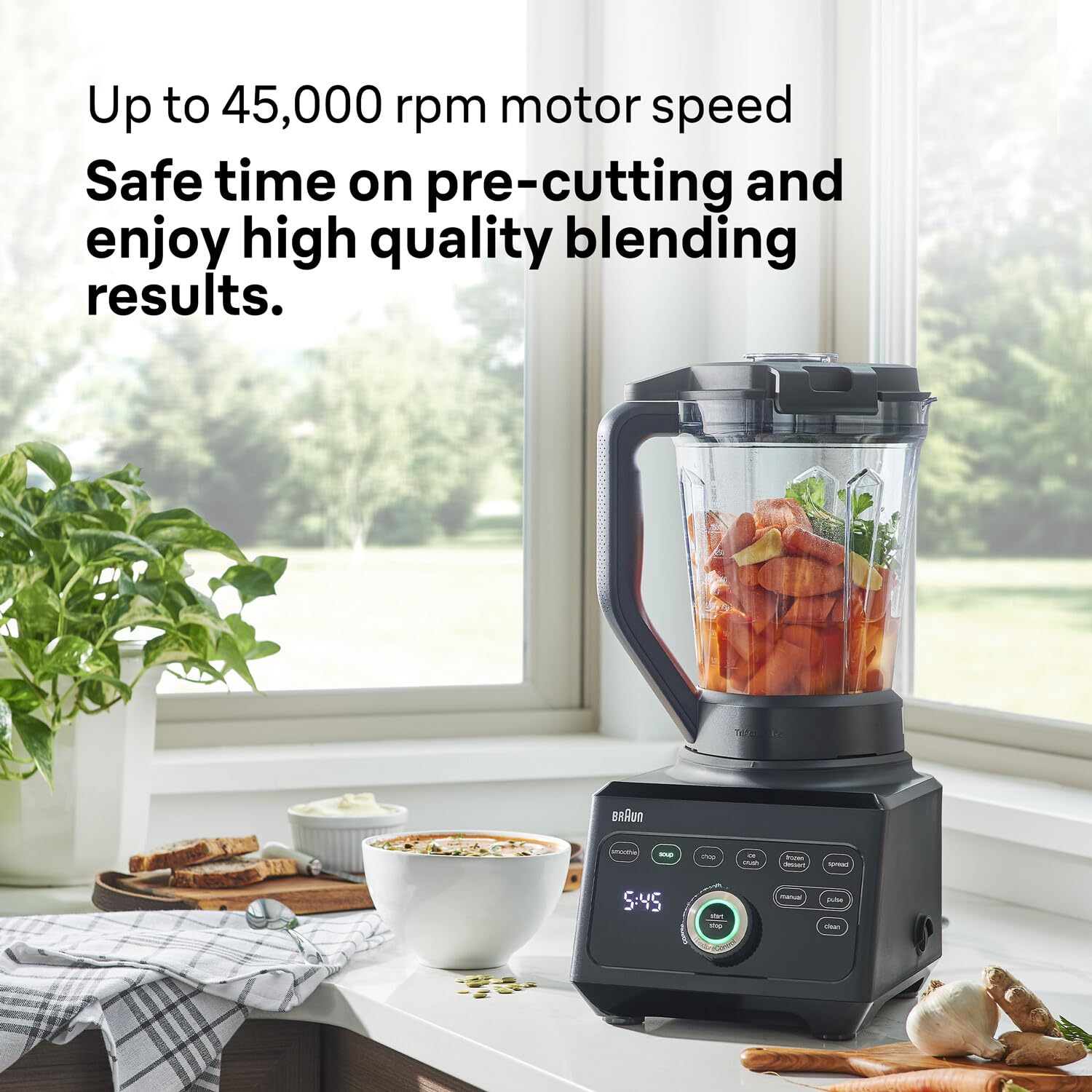 Braun PowerBlend 9 JB9040BK Hochleistungs-Standmixer mit 1600 Watt Motor, 2 l Tritan-Behälter, 18 Programme, 10 Geschwindigkeiten, Schwarz