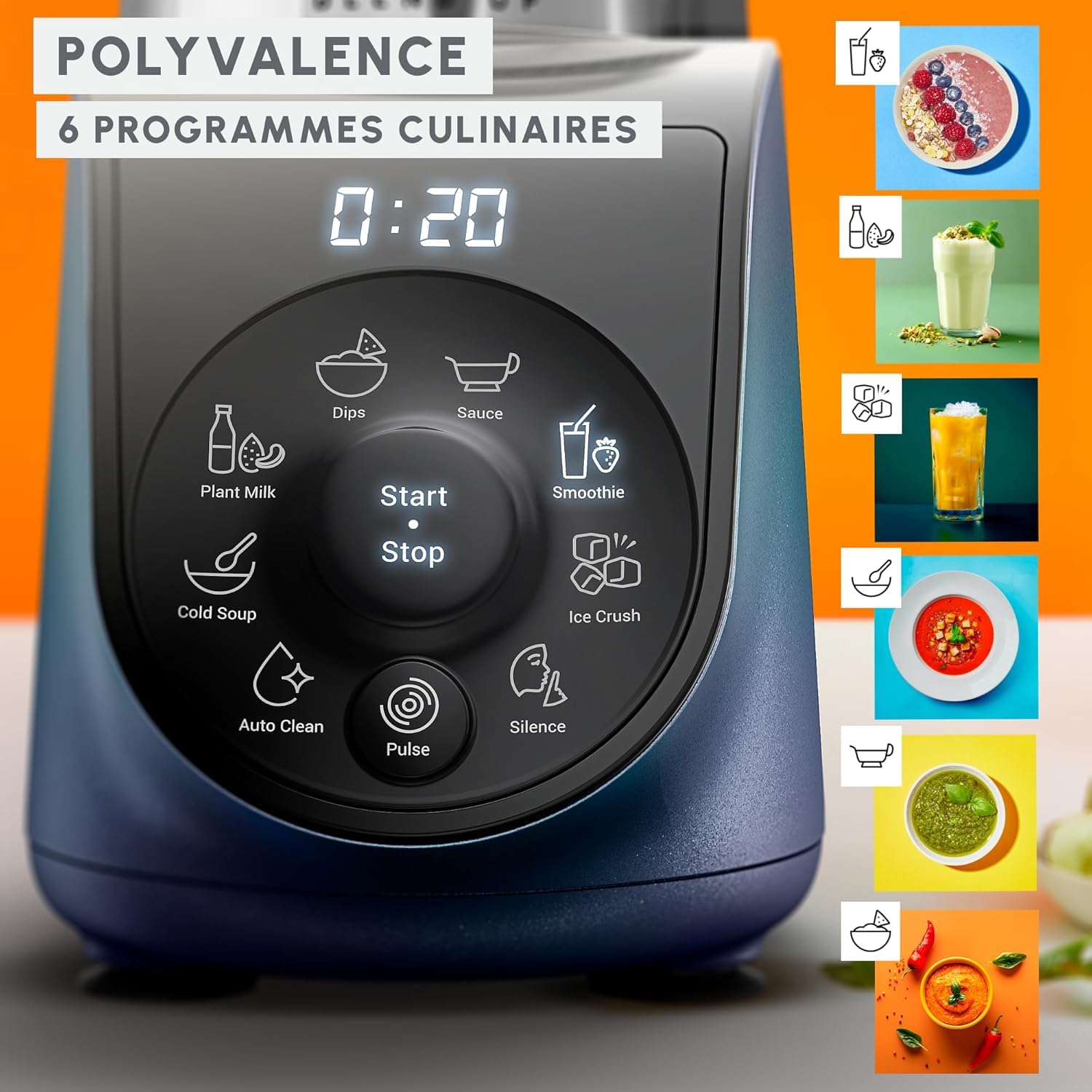 Moulinex Blend Up, leistungsstarker Mini-Standmixer, 1000 W, 8 automatische Programme, LM19H4F0 Crushed Ice Crushed Ice Blau