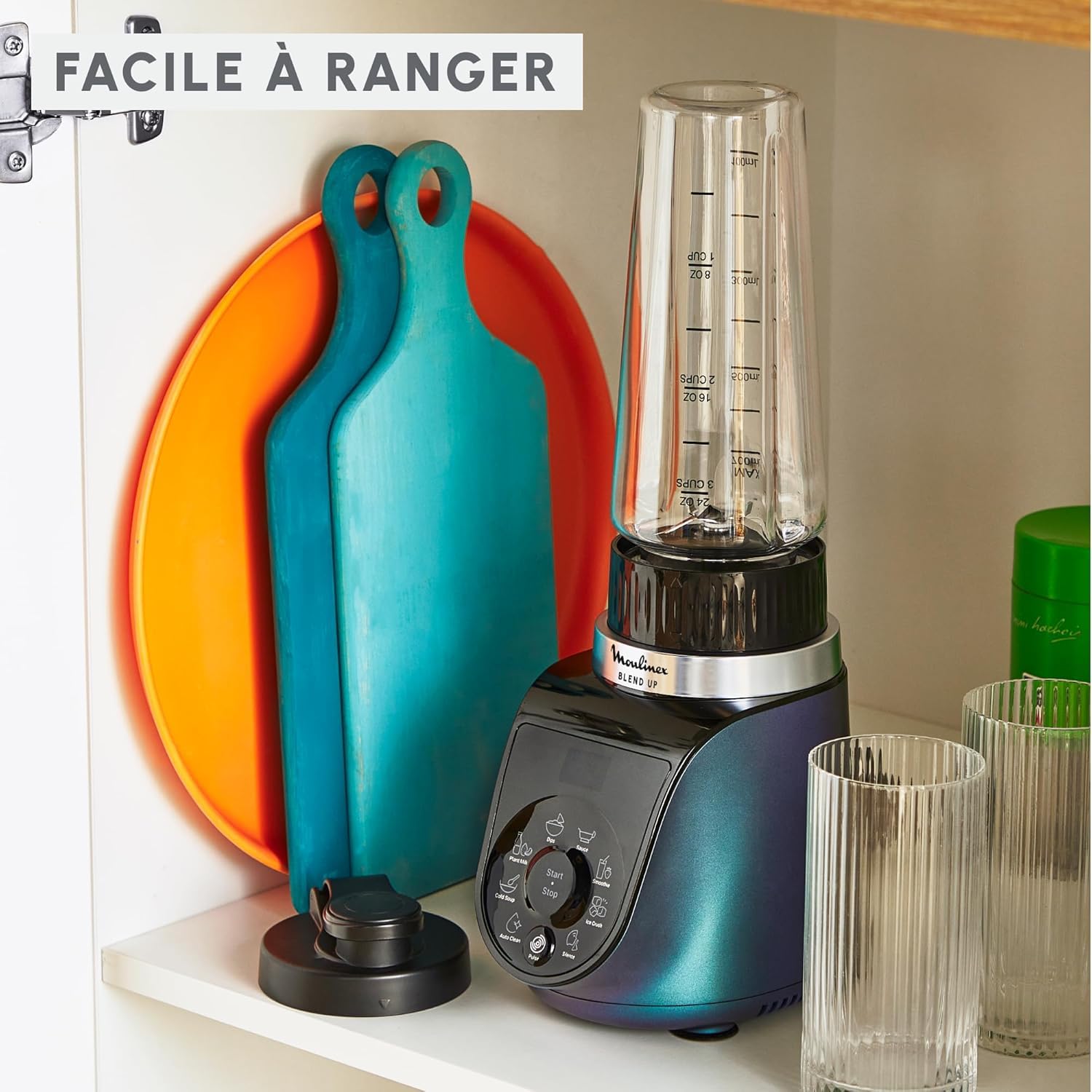 Moulinex Blend Up, leistungsstarker Mini-Standmixer, 1000 W, 8 automatische Programme, LM19H4F0 Crushed Ice Crushed Ice Blau