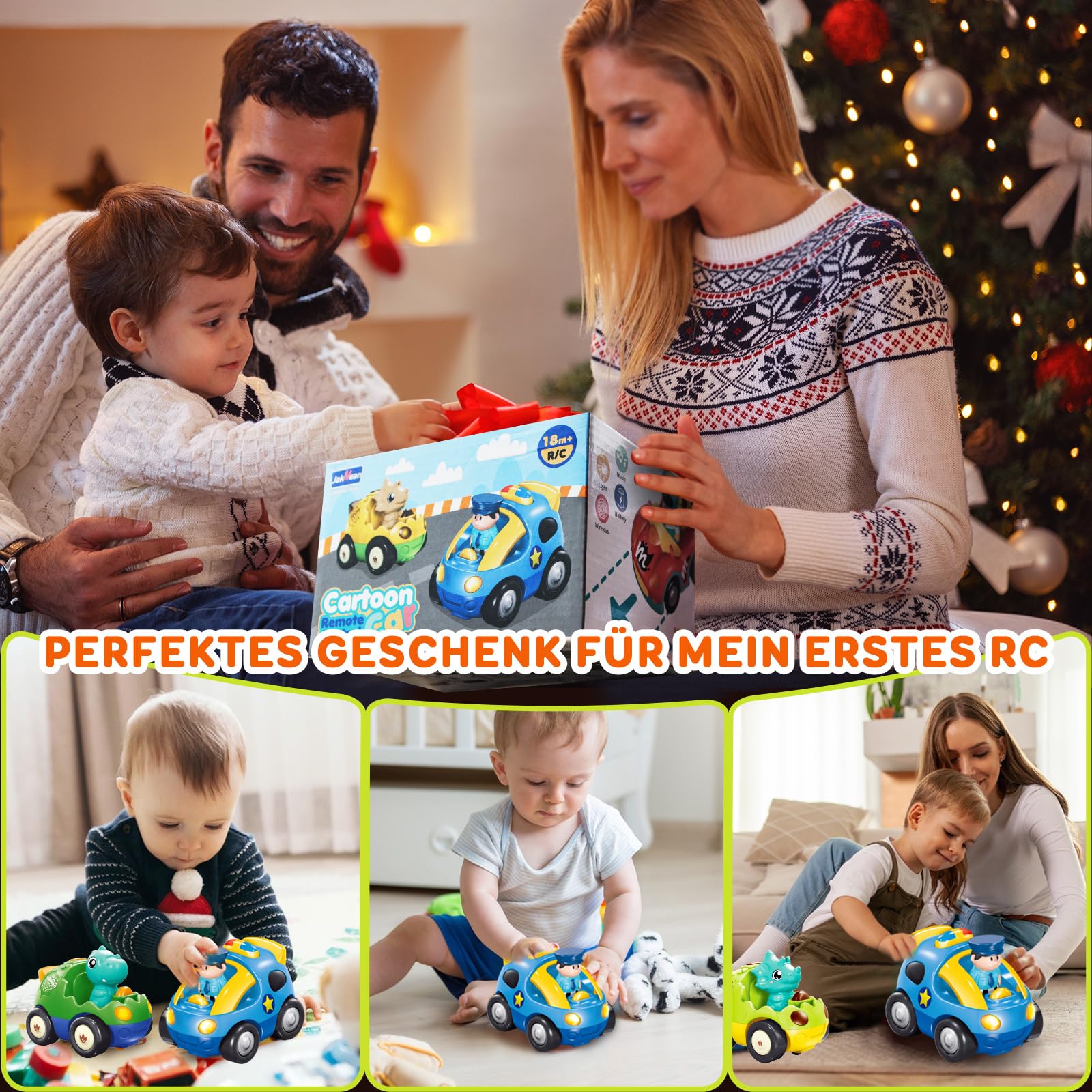 Pup Go Cartoon Polizei RC Auto für Kinder 1–3 Jahre, ferngesteuert mit Musik & Licht, einfach zu bedienen, Spielzeug Geschenk für Jungen & Kleinkinder