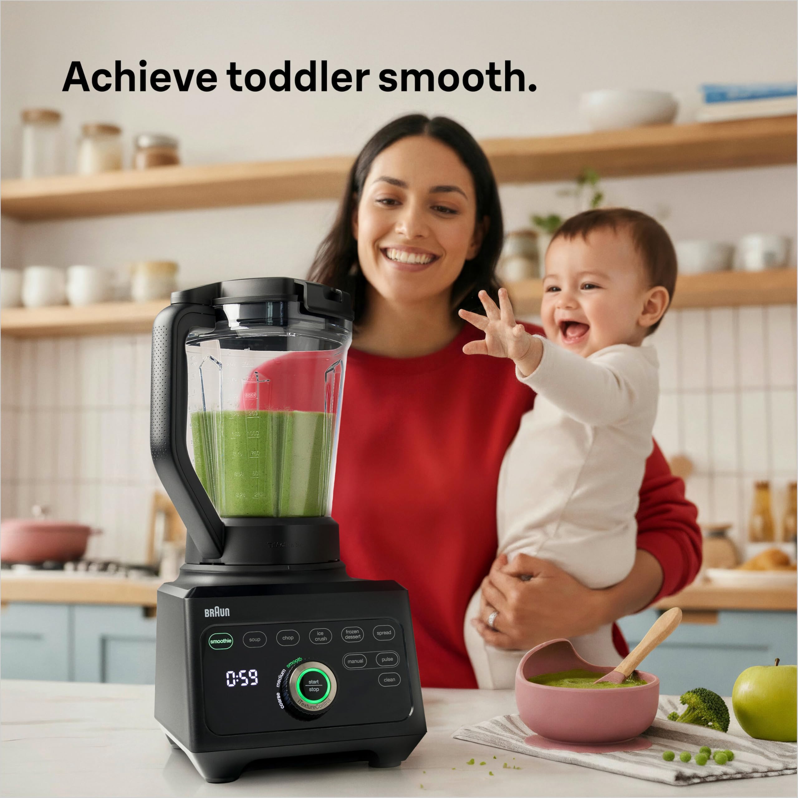 Braun PowerBlend 9 JB9040BK Hochleistungs-Standmixer mit 1600 Watt Motor, 2 l Tritan-Behälter, 18 Programme, 10 Geschwindigkeiten, Schwarz