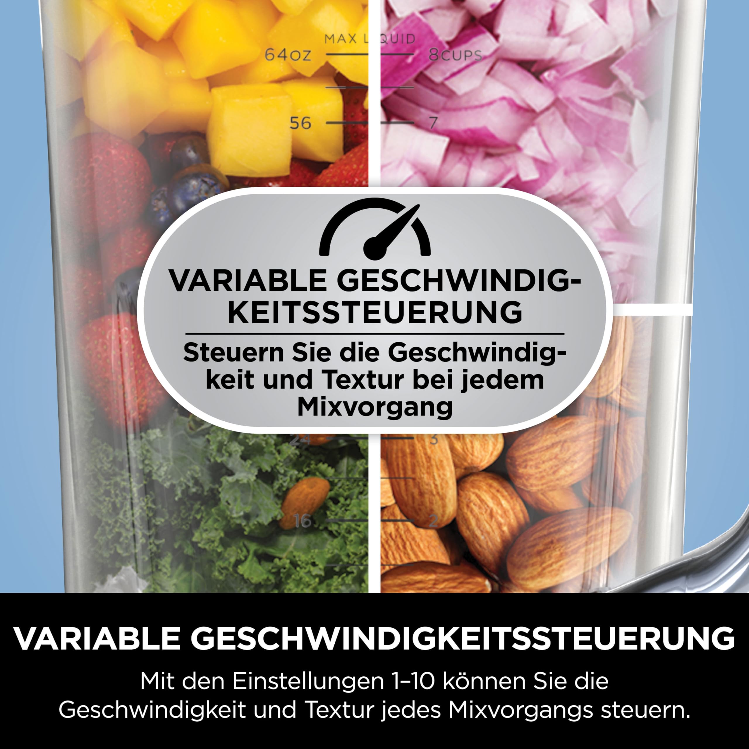 Ninja Detect Power Mixer Pro / Blender / Smoothie Maker, 1200 W, 2 L Krug (1,9 L max. Fassungsvermögen), kraftvoller Mixer für Smoothies, Hacken von Gemüse & Mixen von Frozen Drinks, schwarz, TB201EU