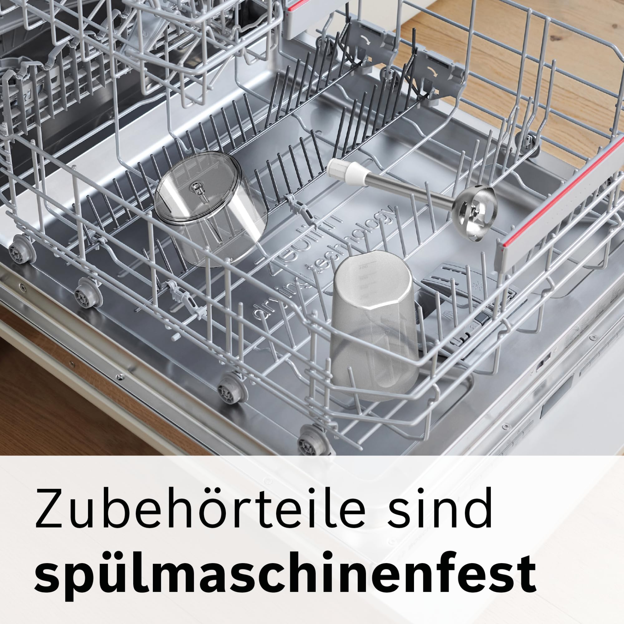 Bosch Stabmixer ErgoMixx, Edelstahl-Mixfuß, Mix- und Messbecher, 4-Klingen-Messer, Zerkleinerer, ergonomisches Design, 12 Stufen plus Turbo, 600 W, weiß/grau, MSM66120