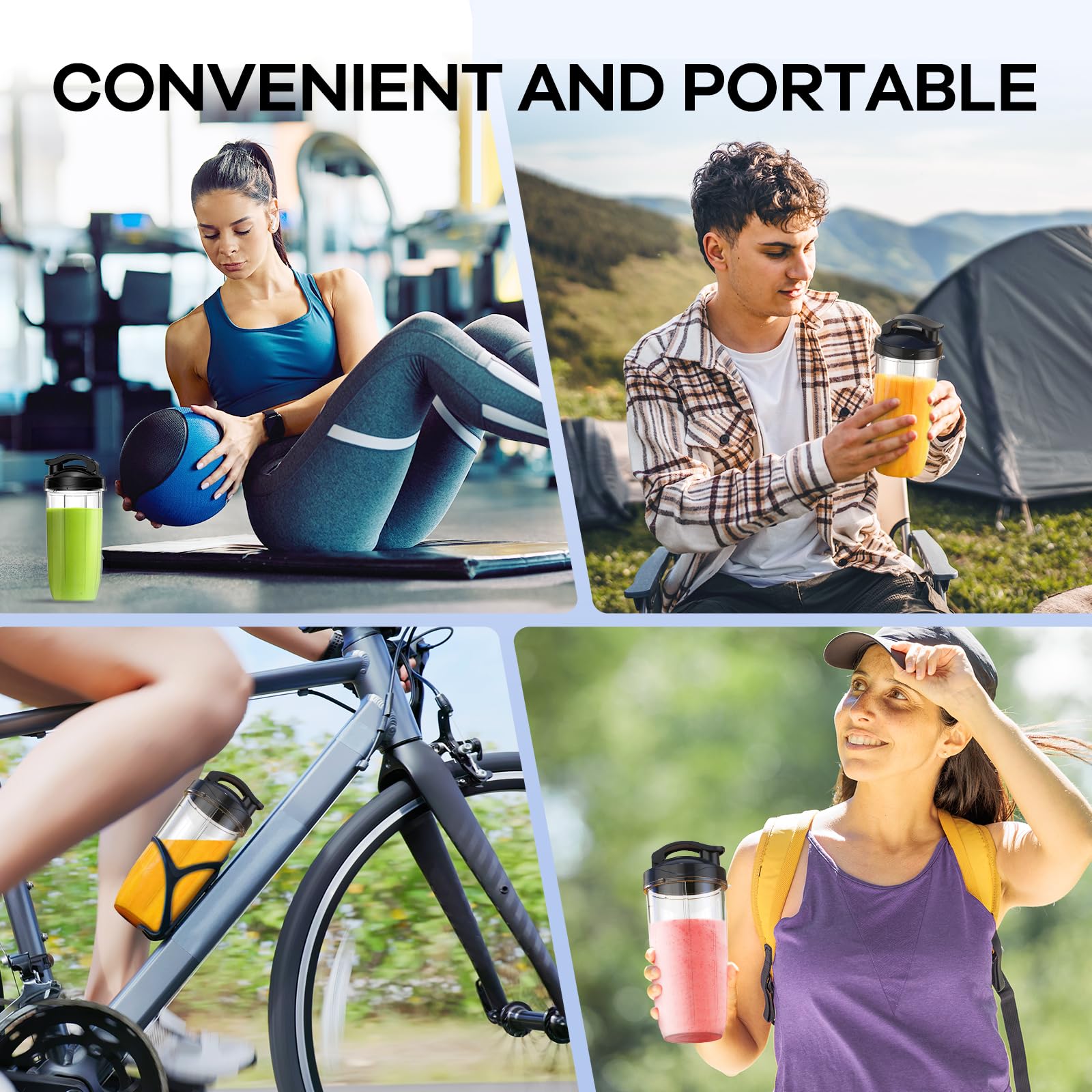 Ganiza Mixer, 900W Mini Smoothie Maker, Standmixer mit 3 Tragbare Mixbechern(2×500ml & 1×700ml), Vierklingenklinge aus Edelstahl, BPA-Frei, Leicht zu Reinigen, Blender elektrisch für Shake, Smoothie