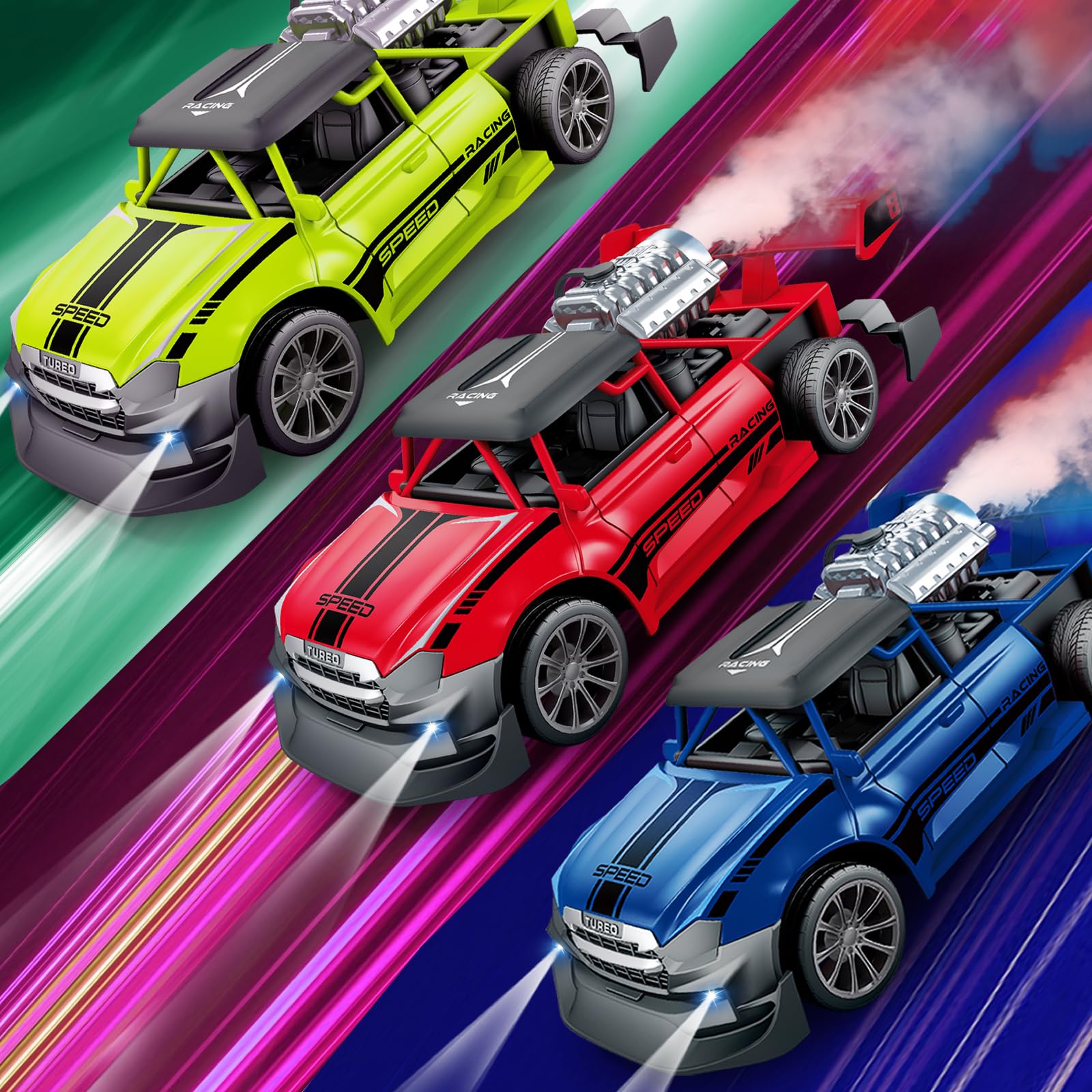 Pup Go RC Stunt Auto 1:20 mit Rauch & Licht, ferngesteuertes Auto für Kinder 3–12 Jahre, Drift RC Auto, robust, Geschenk für Jungen & Mädchen, Blau